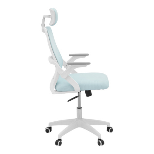 Office chair Peja pakoworld fabric mesh light blue-frame white 58x60x107-117cm