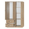 Four-leaf wardrobe with loft Zelia pakoworld with 2 drawers in oak 120x42x240cm