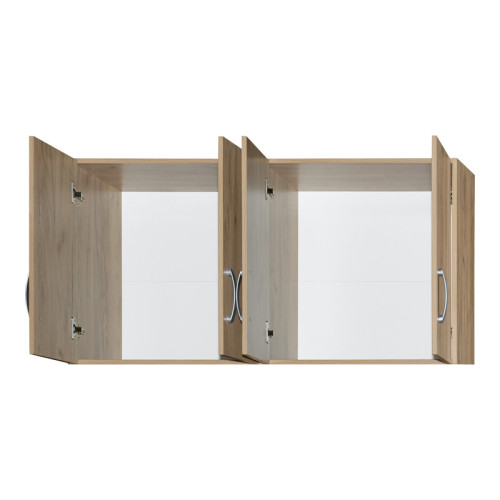 Four-leaf wardrobe with loft Zelia pakoworld with 2 drawers in oak 120x42x240cm