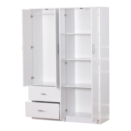 Four-leaf wardrobe with loft Zelia pakoworld with 2 drawers in white 120x42x240cm
