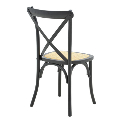 Dylon pakoworld stackable chair black beech wood-natural rattan seat 48x52x89cm