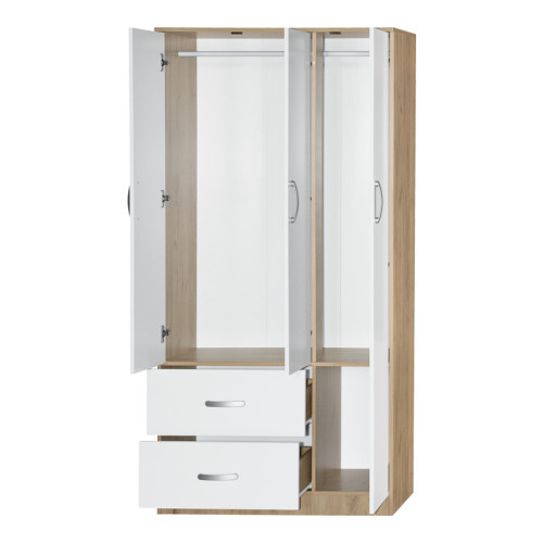 Wardrobe Zelia pakoworld with 2 doors and drawers in white-oak color 90x42x180cm Wardrobe Zelia pakoworld with 2 doors and drawers in white-oak color 90x42x180cm