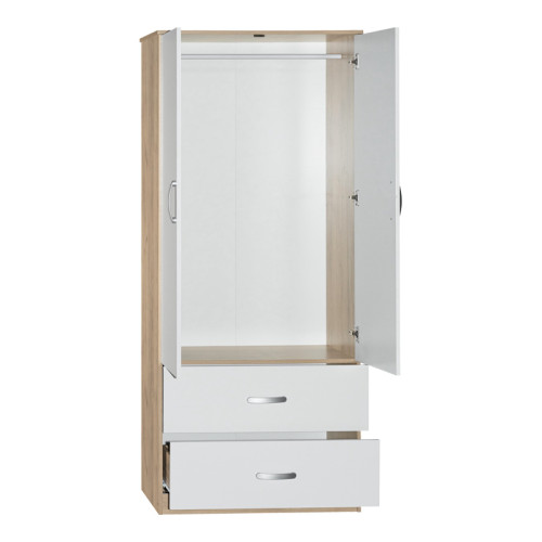 Zelia pakoworld two-leaf wardrobe with 2 drawers white-oak color 79x42x180cm