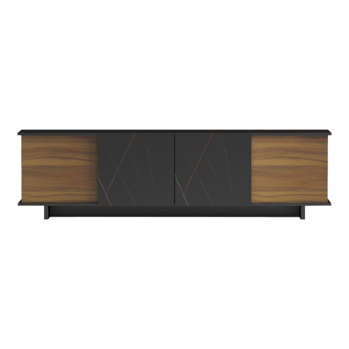 Zafore pakoworld sideboard in walnut color with black marble 180x33x50cm