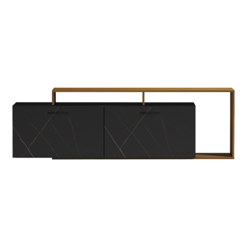Tobler pakoworld TV cabinet in walnut color with black marble 170x40x53cm