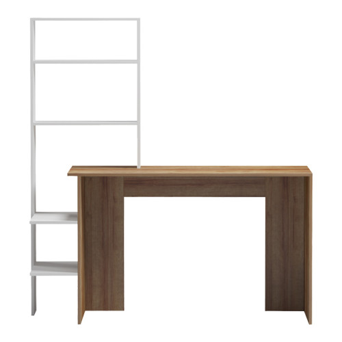 Bivoro work desk with pakoworld shelf in oak-white shade 146x55x129cm