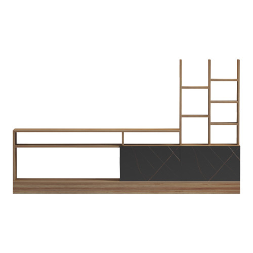 Seruno pakoworld TV unit in oak with black marble 170x25x100cm