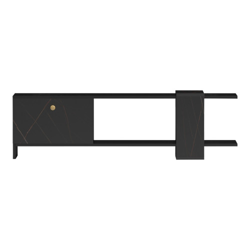 Standi pakoworld TV cabinet in black-black marble shade 120x25x36.8cm