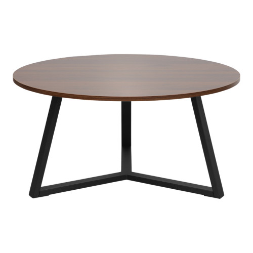Coffee table Berton pakoworld in walnut color and black metal D80x40cm