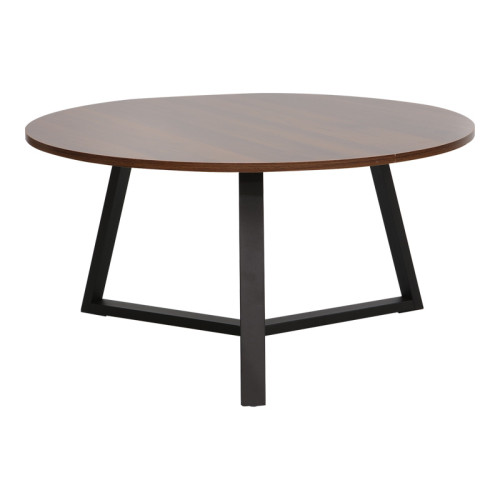Coffee table Berton pakoworld in walnut color and black metal D80x40cm