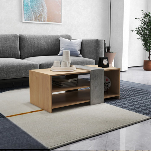 Coffee table Cozeto pakoworld in natural-cement grey color 100x53x41.5cm