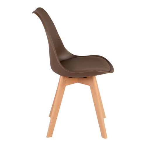 Gaston chair pakoworld PP-PU brown color - natural leg 43x51x75cm