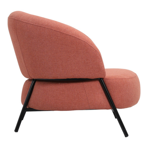 Armchair Jennie pakoworld terracota fabric with black metal legs 84x84x71.5cm