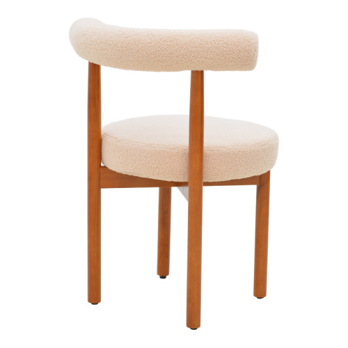 Chair Fenza pakoworld beige teddy fabric-beech wood legs in walnut color 60x54x75cm
