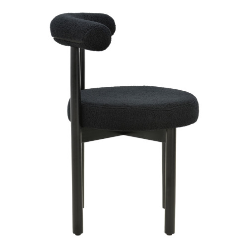 Chair Fenza pakoworld black teddy fabric-beech wood legs in black color 60x54x75cm