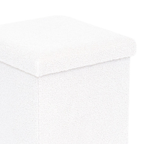 Crystal stool-trunk pakoworld bouclé fabric in ivory shade 38x38x38cm