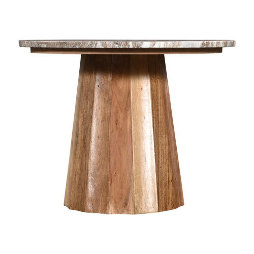 Table Ezerdian pakoworld solid acacia wood in natural color and marble table top D120x76cm