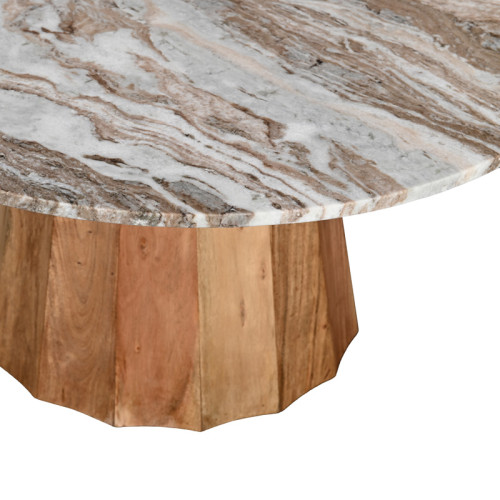 Table Ezerdian pakoworld solid acacia wood in natural color and marble table top D120x76cm