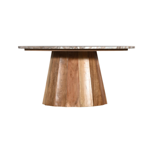 Coffee table Ezerdian pakoworld solid acacia wood in natural color and marble table top D90x45cm