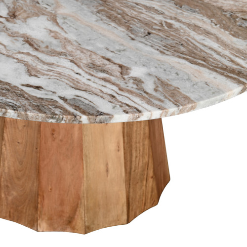 Coffee table Ezerdian pakoworld solid acacia wood in natural color and marble table top D90x45cm