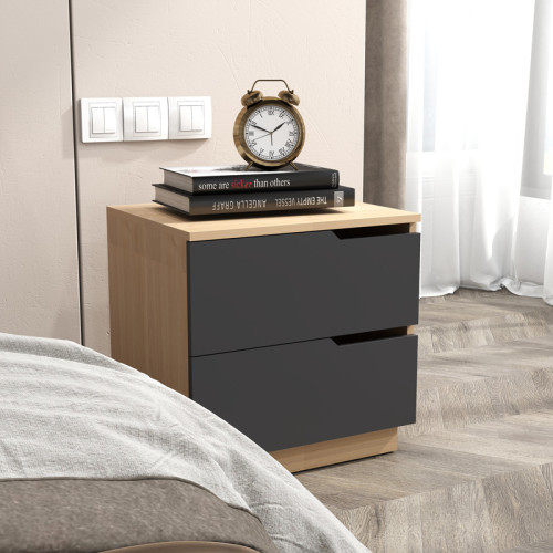 Verena I bedside table pakoworld in natural- antharcite shade 48x40x48cm Verena I bedside table pakoworld in natural- antharcite shade 48x40x48cm