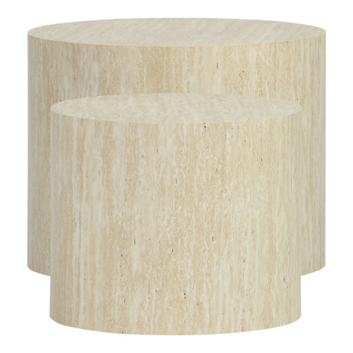 Side tables 2pcs Zonar pakoworld MDF in travertine look