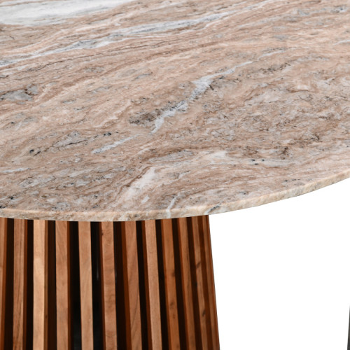 Table Mable pakoworld solid acacia wood in natural color and marble top D120x76cm