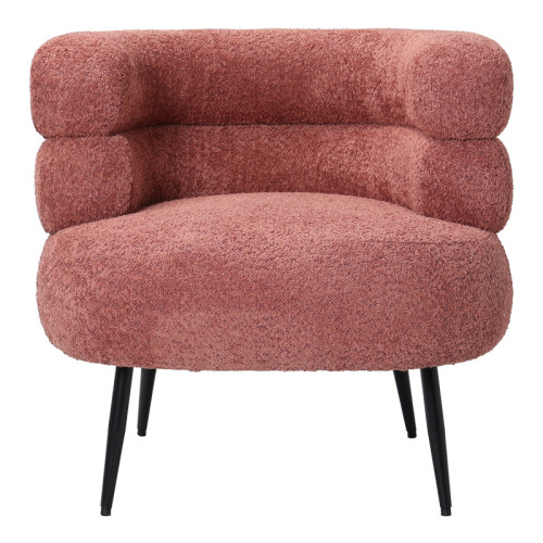Foleja pakoworld armchair boucle fabric in rotten apple color with black metal legs 76x75x72cm