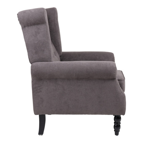 Armchair Piore pakoworld dark grey fabric and black rubberwood leg 77x80x106cm