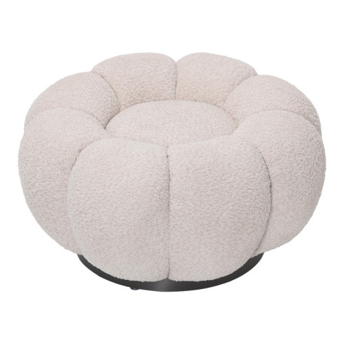 Nester pakoworld stool boucle  fabric in beige color D60x31cm Nester pakoworld stool boucle  fabric in beige color D60x31cm