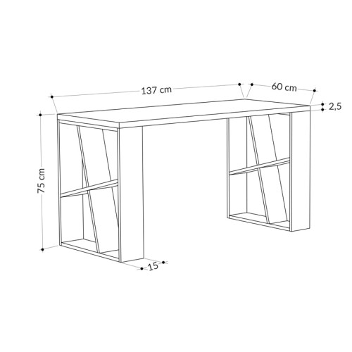 Working table Honey pakoworld in white-dark grey color 137x60x75cm Working table Honey pakoworld in white-dark grey color 137x60x75cm