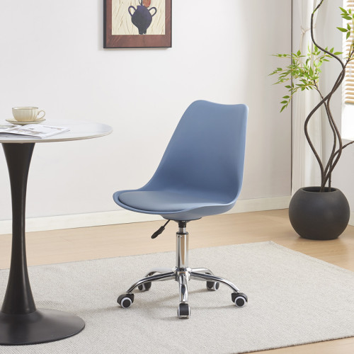 Office chair Gaston II pakoworld pp-pu in light blue color 48x57x80-93cm