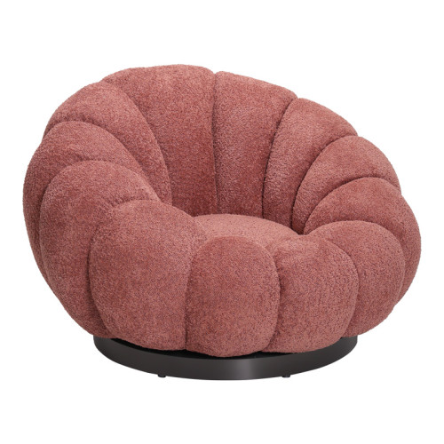 Nester pakoworld swivel armchair with stool boucle fabric in rotten apple color 98x97x69cm Nester pakoworld swivel armchair with stool boucle fabric in rotten apple color 98x97x69cm