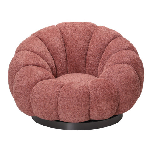 Nester pakoworld swivel armchair with stool boucle fabric in rotten apple color 98x97x69cm Nester pakoworld swivel armchair with stool boucle fabric in rotten apple color 98x97x69cm