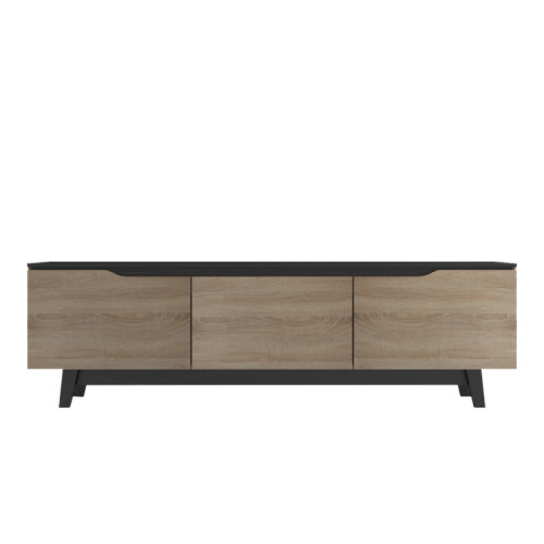 Kasandra pakoworld TV cabinet in black marble-sonoma shade 180x35x48.5cm
