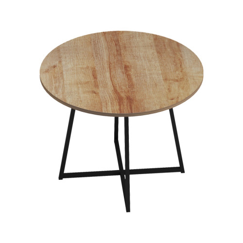 Sarah I table pakoworld in oak shade with black metal legs D100x76cm