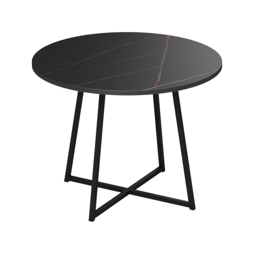 Sarah I table pakoworld in black marble with black metal legs D100x76cm