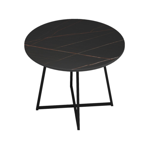 Sarah I table pakoworld in black marble with black metal legs D100x76cm