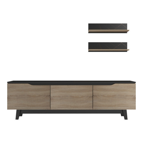 Kasia pakoworld living room set in black marble-sonoma shade 180x35x48.5cm