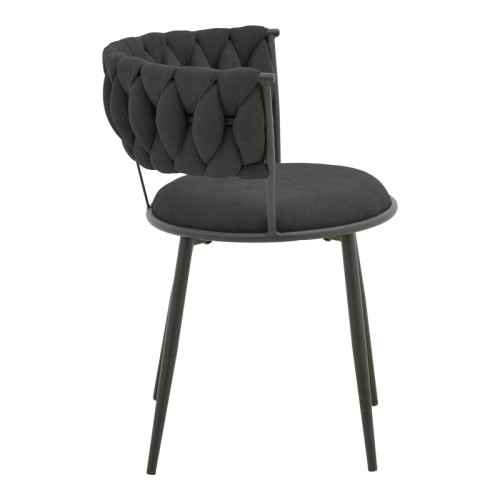 Alkia I pakoworld armchair fabric in black shade - black metal leg 57x58.5x72cm