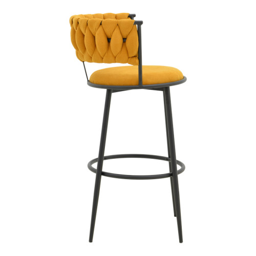 Alkia I pakoworld bar stool fabric in yellow color - black metal leg 50x56x95cm