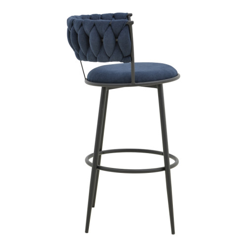 Alkia I pakoworld bar stool fabric in dark blue color - black metal leg 50x56x95cm