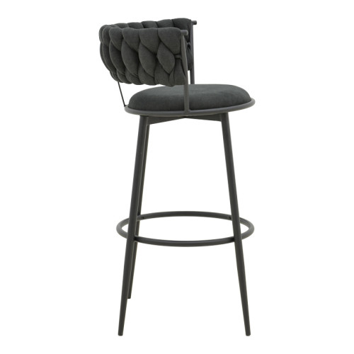 Alkia I pakoworld bar stool fabric in black color - black metal leg 50x56x95cm