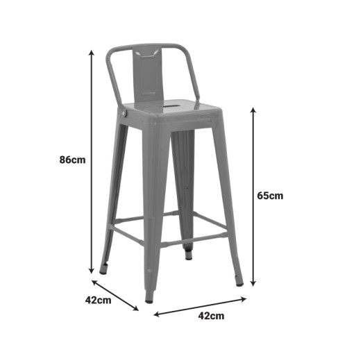 Mid-height Bar stool with backrest Utopia pakoworld metal in green color 42x42x86cm