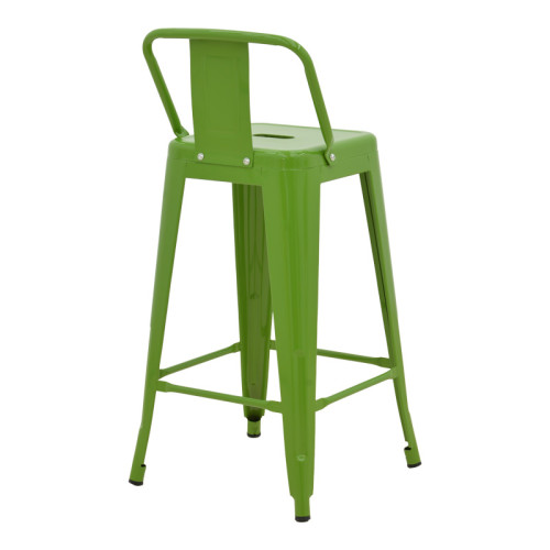 Mid-height Bar stool with backrest Utopia pakoworld metal in green color 42x42x86cm
