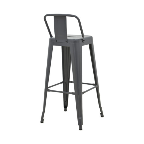 Mid-height Bar stool with backrest Utopia pakoworld metal in anthracite color 42x42x86cm