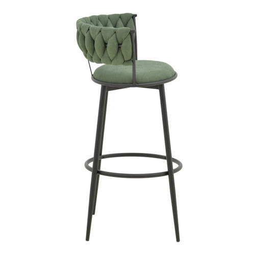Alkia I pakoworld bar stool fabric in chaki color - black metal leg 50x56x95cm