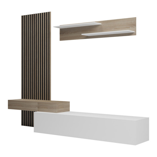 Litende pakoworld living room set in white-sonoma shade 249.4x42.2x199.5cm