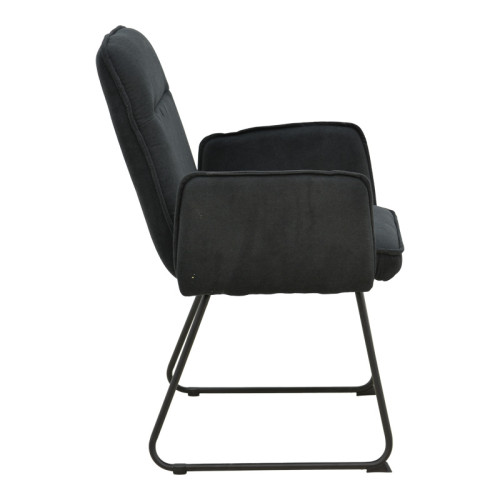 Armchair Essential pakoworld black fabric-black metal leg 55.5x59x89cm