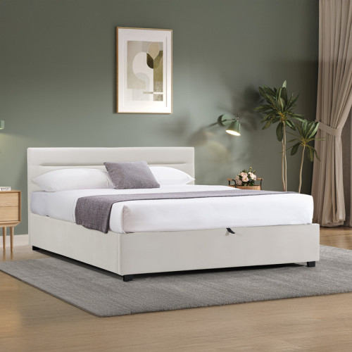 Molito pakoworld velvet bed in ecru shade with storage space 150x200cm Molito pakoworld velvet bed in ecru shade with storage space 150x200cm